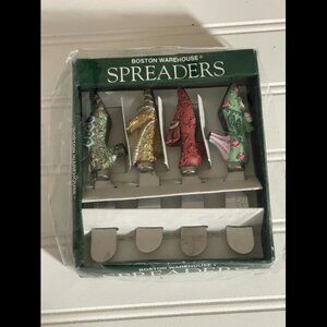 VTG Boston Warehouse Fancy Feet Stainless Steel Set of 4 Spreaders 4.75"